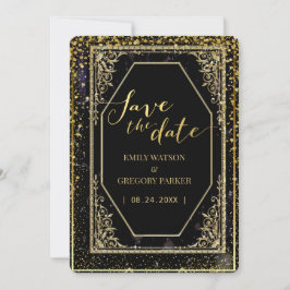 Reserve A Data Elegância preta e dourada pura ,