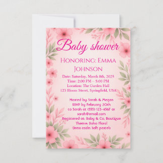 Reserve A Data Elegant Baby Shower Invitation for Girls