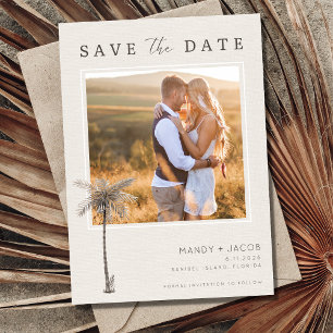 Reserve A Data Elegant Beach Photo Wedding Save the Date