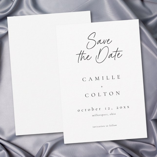 Reserve A Data Elegant Black White Minimalist Wedding (Elegant Black White Minimalist Wedding Save The Date)
