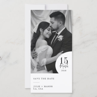 Reserve A Data Elegant Black & White Photo Save the Date Wedding 