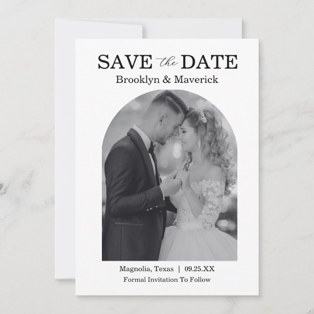 Reserve A Data Elegant Black & White Save The Date Photo (Frente)