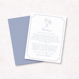 Reserve A Data Elegant Blue Double Frame Wedding Thank You Card