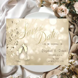 Reserve A Data Elegant Bokeh,Confetti Wine Glasses Wedding