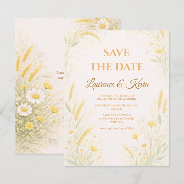 Reserve A Data Elegant Botanical Wedding Save the date (Frente/Verso)