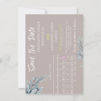 Reserve A Data Elegant Calendar Save the Date | Mauve & Botanical