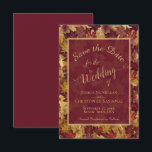 Reserve A Data Elegant Calligraphy Burgundy & Gold Leaves Wedding<br><div class="desc">This beautiful wedding Save the Date card features a beautiful boho chic floral design with script calligraphy and a watercolor background of leaves and foliage in shades of burgundy and gold. Elegant, stylish, and chic, this card is a great way to let your friends and family know to save the...</div>