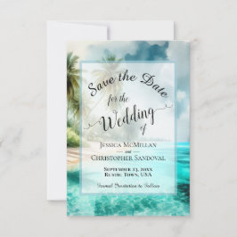 Reserve A Data Elegant Calligraphy Tropical Beach Wedding