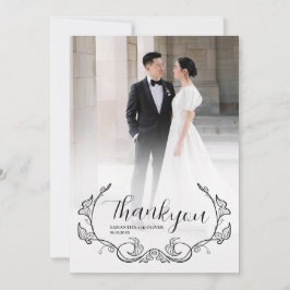 Reserve A Data Elegant Charming Simple Photo Thank You Card