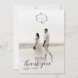 Reserve A Data Elegant Charming Simple Photo Thank You Card