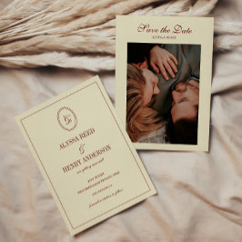 Reserve A Data Elegant Classy Ivory Monogram Script Wedding Photo