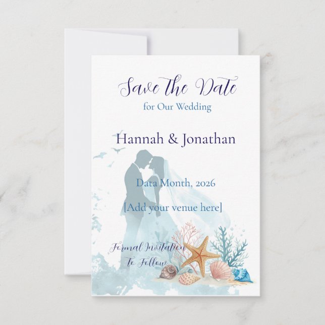 Reserve A Data Elegant Coastal Romance Wedding  (Frente)