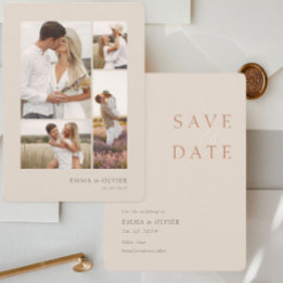 Reserve A Data Elegant Copper Desert Sand  Photo Collage Wedding