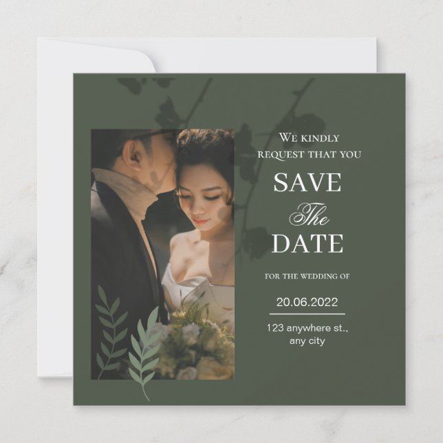 Reserve A Data Elegant customizable olive green wedding  (Frente)
