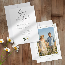 Reserve A Data Elegant Daisy Watercolor Minimalist Wedding Photo