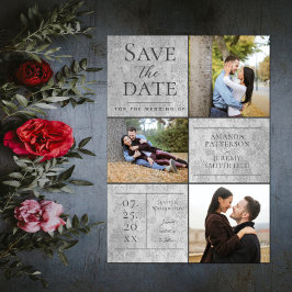 Reserve A Data Elegant Damask Three Photo Collage | Cinza