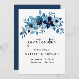 Reserve A Data elegant dusty Blue watercolor flower bouquet