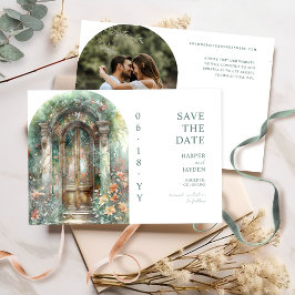 Reserve A Data Elegant Earthy Botanical Garden Photo Wedding