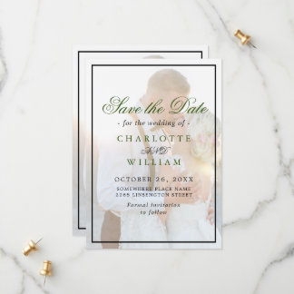 Reserve A Data Elegant Faux Vellum Overlay Photo Wedding Save The