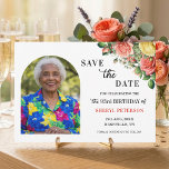 Reserve A Data Elegant Floral and Photo 93rd Birthday Party<br><div class="desc">Elegant,  colorful,  joyful design with watercolor roses and 1 special photo. Customize the details for a unique and chic Save the Date Card.</div>