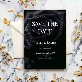 Reserve A Data Elegant Floral Midnight Rose Black & White Wedding