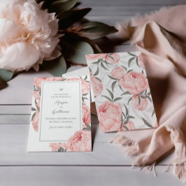 Reserve A Data Elegant Floral Peony Weding The Date Card