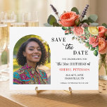 Reserve A Data Elegant Floral Photo 31st Birthday Party<br><div class="desc">Elegant,  colorful,  joyful design with watercolor roses and 1 special photo. Customize the details for a unique and chic Save the Date Card.</div>