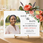 Reserve A Data Elegant Floral Photo 36th Birthday Party<br><div class="desc">Elegant,  colorful,  joyful design with watercolor roses and 1 special photo. Customize the details for a unique and chic Save the Date Card.</div>