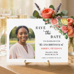 Reserve A Data Elegant Floral Photo 37th Birthday Party<br><div class="desc">Elegant,  colorful,  joyful design with watercolor roses and 1 special photo. Customize the details for a unique and chic Save the Date Card.</div>