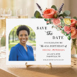 Reserve A Data Elegant Floral Photo 45th Birthday Party<br><div class="desc">Elegant,  colorful,  joyful design with watercolor roses and 1 special photo. Customize the details for a unique and chic Save the Date Card.</div>