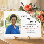 Reserve A Data Elegant Floral Photo 47th Birthday Party<br><div class="desc">Elegant,  colorful,  joyful design with watercolor roses and 1 special photo. Customize the details for a unique and chic Save the Date Card.</div>