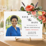 Reserve A Data Elegant Floral Photo 48th Birthday Party<br><div class="desc">Elegant,  colorful,  joyful design with watercolor roses and 1 special photo. Customize the details for a unique and chic Save the Date Card.</div>