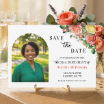 Reserve A Data Elegant Floral Photo 53rd Birthday Party<br><div class="desc">Elegant,  colorful,  joyful design with watercolor roses and 1 special photo. Customize the details for a unique and chic Save the Date Card.</div>