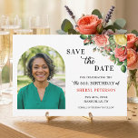 Reserve A Data Elegant Floral Photo 54th Birthday Party<br><div class="desc">Elegant,  colorful,  joyful design with watercolor roses and 1 special photo. Customize the details for a unique and chic Save the Date Card.</div>