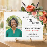 Reserve A Data Elegant Floral Photo 63rd Birthday Party<br><div class="desc">Elegant,  colorful,  joyful design with watercolor roses and 1 special photo. Customize the details for a unique and chic Save the Date Card.</div>