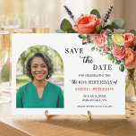 Reserve A Data Elegant Floral Photo 67th Birthday Party<br><div class="desc">Elegant,  colorful,  joyful design with watercolor roses and 1 special photo. Customize the details for a unique and chic Save the Date Card.</div>