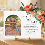 Reserve A Data Elegant Floral Photo 70th Birthday Party<br><div class="desc">Elegant,  colorful,  joyful design with watercolor roses and 1 special photo. Customize the details for a unique and chic Save the Date Card.</div>