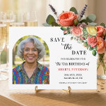 Reserve A Data Elegant Floral Photo 77th Birthday Party<br><div class="desc">Elegant,  colorful,  joyful design with watercolor roses and 1 special photo. Customize the details for a unique and chic Save the Date Card.</div>