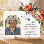 Reserve A Data Elegant Floral Photo 82nd Birthday Party<br><div class="desc">Elegant,  colorful,  joyful design with watercolor roses and 1 special photo. Customize the details for a unique and chic Save the Date Card.</div>