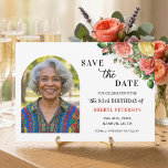 Reserve A Data Elegant Floral Photo 83rd Birthday Party<br><div class="desc">Elegant,  colorful,  joyful design with watercolor roses and 1 special photo. Customize the details for a unique and chic Save the Date Card.</div>