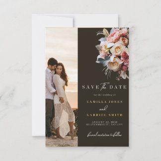 Reserve A Data Elegant Floral Save the Date Modern Wedding Card