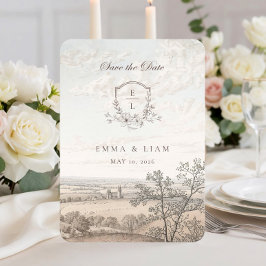 Reserve A Data Elegant French Country Toile Monogram Wedding