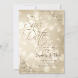 Reserve A Data Elegant Gold Hearts Frame Bokeh Save The Date