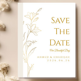Reserve A Data Elegant Gold Save the Date Islamic Wedding