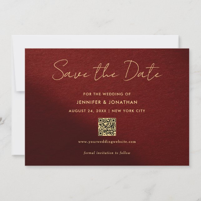 Reserve A Data Elegant Gold Typography Script Save The Date (Frente)