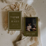 Reserve A Data Elegant Grassland Ivory Old Money Photo Wedding<br><div class="desc">This modern & retro funky minimalist Wedding grassland green photo Save The Date Template is great for you. If you are looking for a pretty, elegant and easy to customize grassland green Wedding image Save The Date Template. A very elegant simple ivory cream script wedding save the date on grassland...</div>