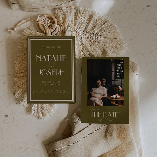 Reserve A Data Elegant Grassland Ivory Old Money Photo Wedding (Criador carregado)