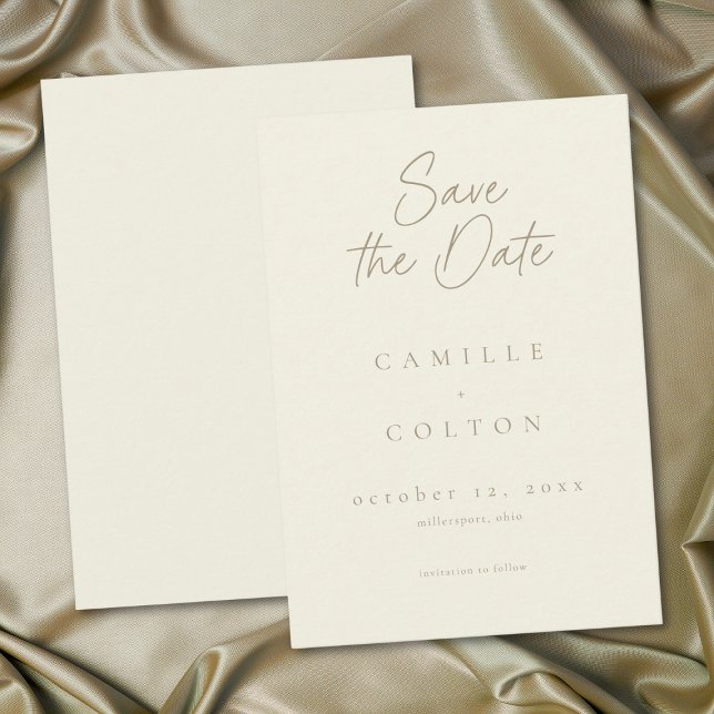 Reserve A Data Elegant Ivory Cream Minimalist Wedding (Elegant Ivory Cream Minimalist Wedding Save The Date)