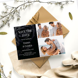 Reserve A Data Elegant Midnight Rose Black & White Wedding Photo