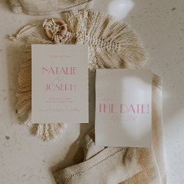 Reserve A Data Elegant Minimalist Pink Whimsical Retro Wedding